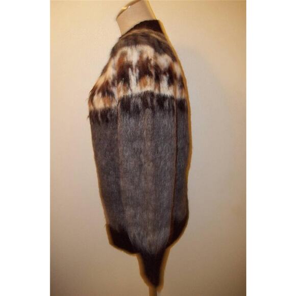 Vintage Wool Varied Brown & Beige Crew Neck Sweater L? - Picture 2 of 4